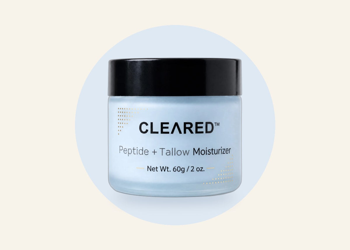 A jar of CLEARED Peptide + Tallow Moisturizer