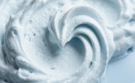 Macro of the ice-blue whipped cream